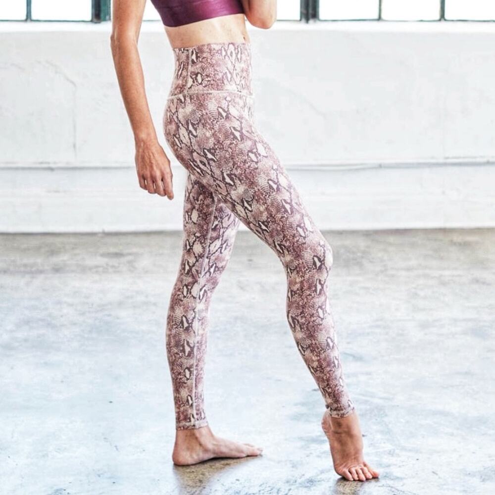 DYI S Signature Tight Printed Snakeskin Reptile HighRise Brown Leggings Workout